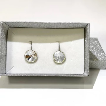 Nemesacél Rivoli fülbevaló Swanis kristállyal, 12 mm