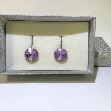 Nemesacél Rivoli fülbevaló Swanis kristállyal, 12 mm