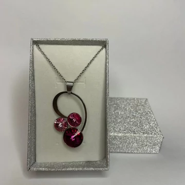 Nemesacél 3 köves violin medálos nyaklánc