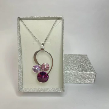 Nemesacél 3 köves violin medálos nyaklánc