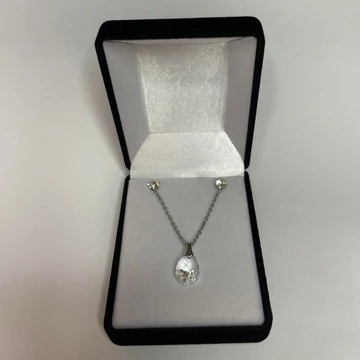 Nemesacél csepp ékszerszett, víztiszta színű Swanis kristállyal
