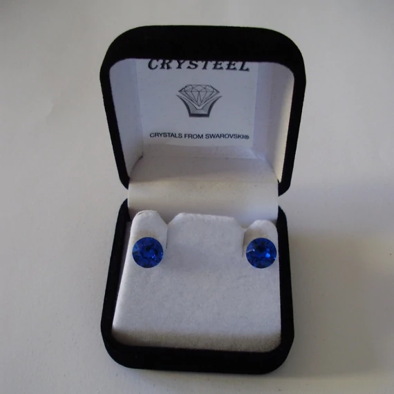 Nemesacél fülbevaló tengerkék színű Swanis kristállyal