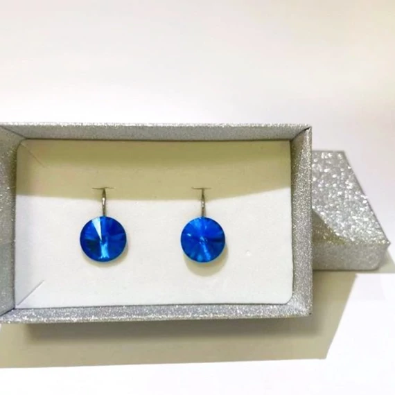 Nemesacél Rivoli fülbevaló Swanis kristállyal, 12 mm