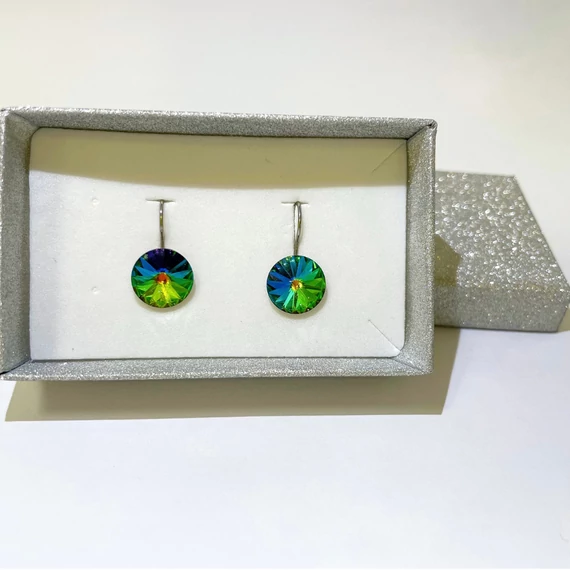 Nemesacél Rivoli fülbevaló Swanis kristállyal, 12 mm