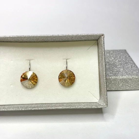 Nemesacél Rivoli fülbevaló Swanis kristállyal, 12 mm