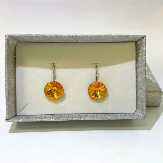 Nemesacél Rivoli fülbevaló Swanis kristállyal, 12 mm