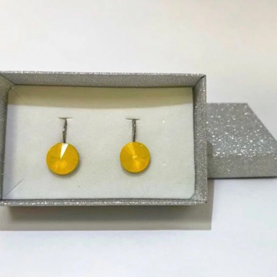 Nemesacél Rivoli fülbevaló Swanis kristállyal, 12 mm