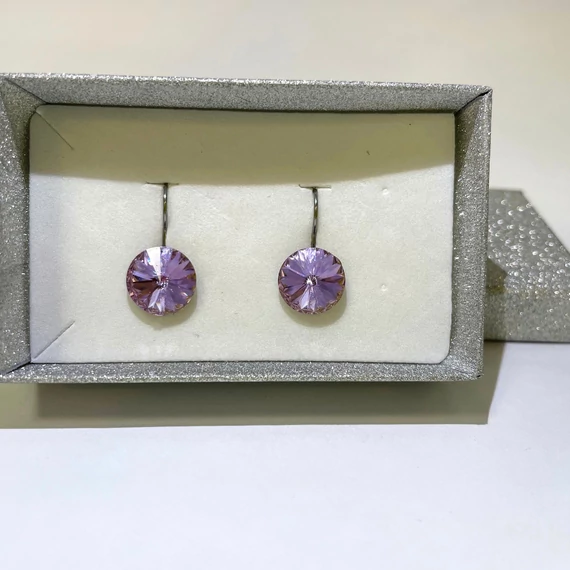 Nemesacél Rivoli fülbevaló Swanis kristállyal, 12 mm