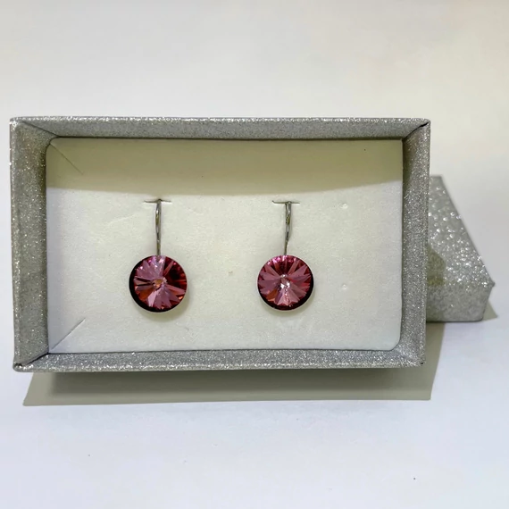 Nemesacél Rivoli fülbevaló Swanis kristállyal, 12 mm