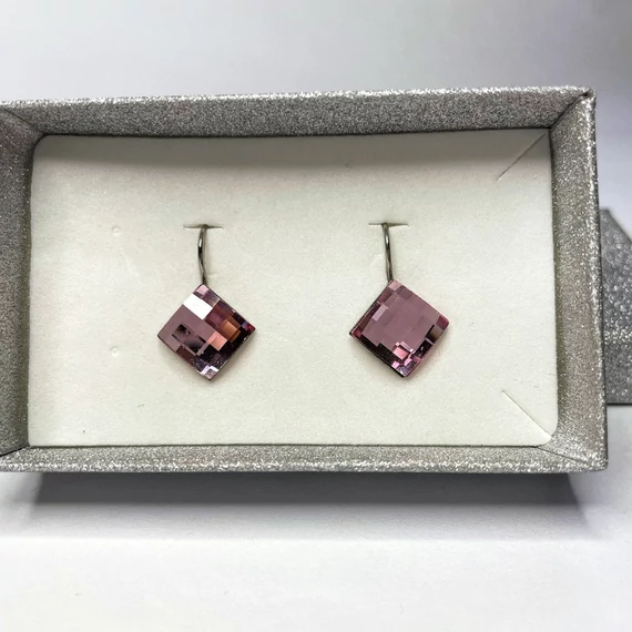 Francia kapcsos sakktábla fülbevaló, 10 mm