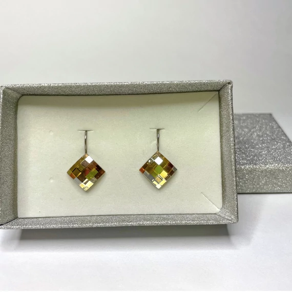 Francia kapcsos sakktábla fülbevaló, 10 mm