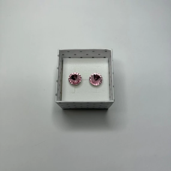 Nemesacél fülbevaló halvány rózsaszín színű Swanis kristállyal