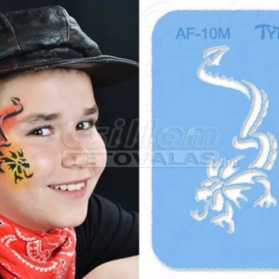 Arcfestés sablon félarc, sárkány
