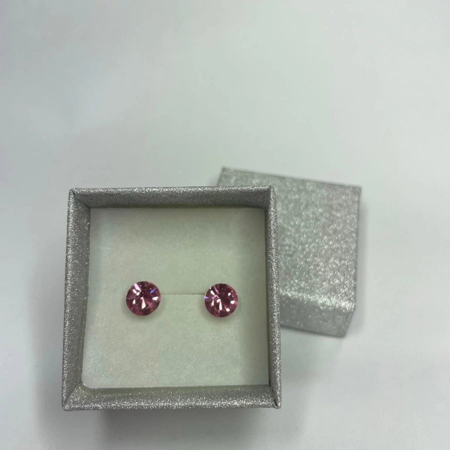 Nemesacél fülbevaló halvány rózsaszín színű Swanis kristállyal, 8,2 mm 