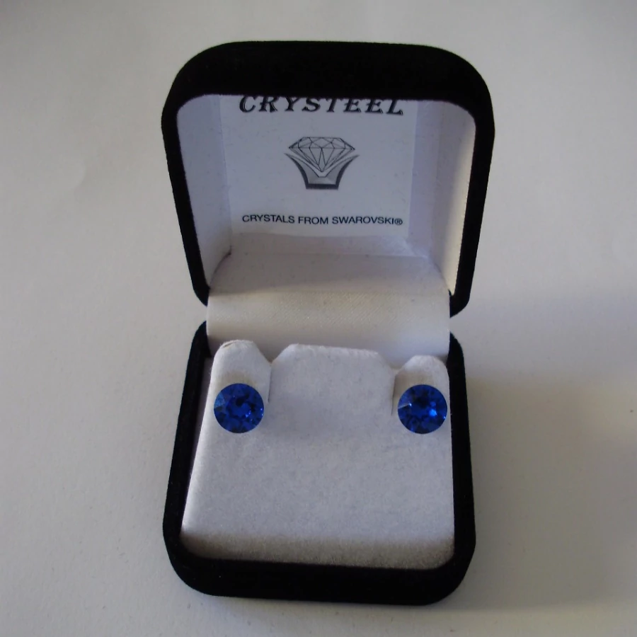 Nemesacél fülbevaló tengerkék színű Swanis kristállyal, 8,2 mm 