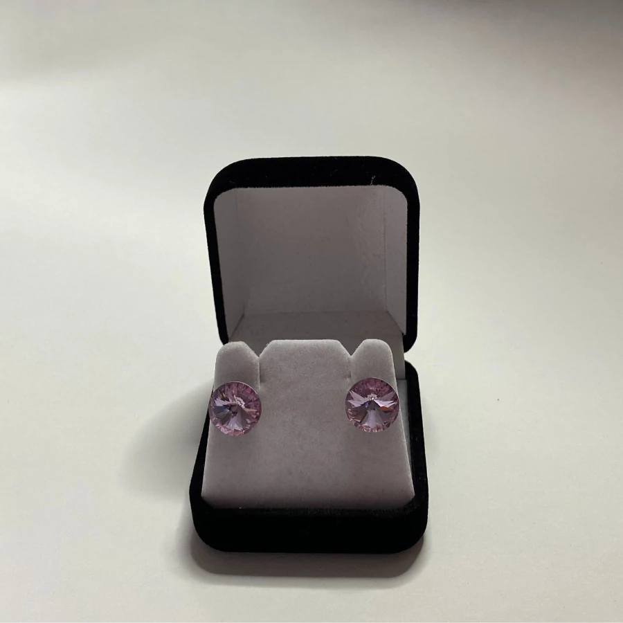 Nemesacél Rivoli fülbevaló világoslila színű Swanis kristállyal, 12 mm 